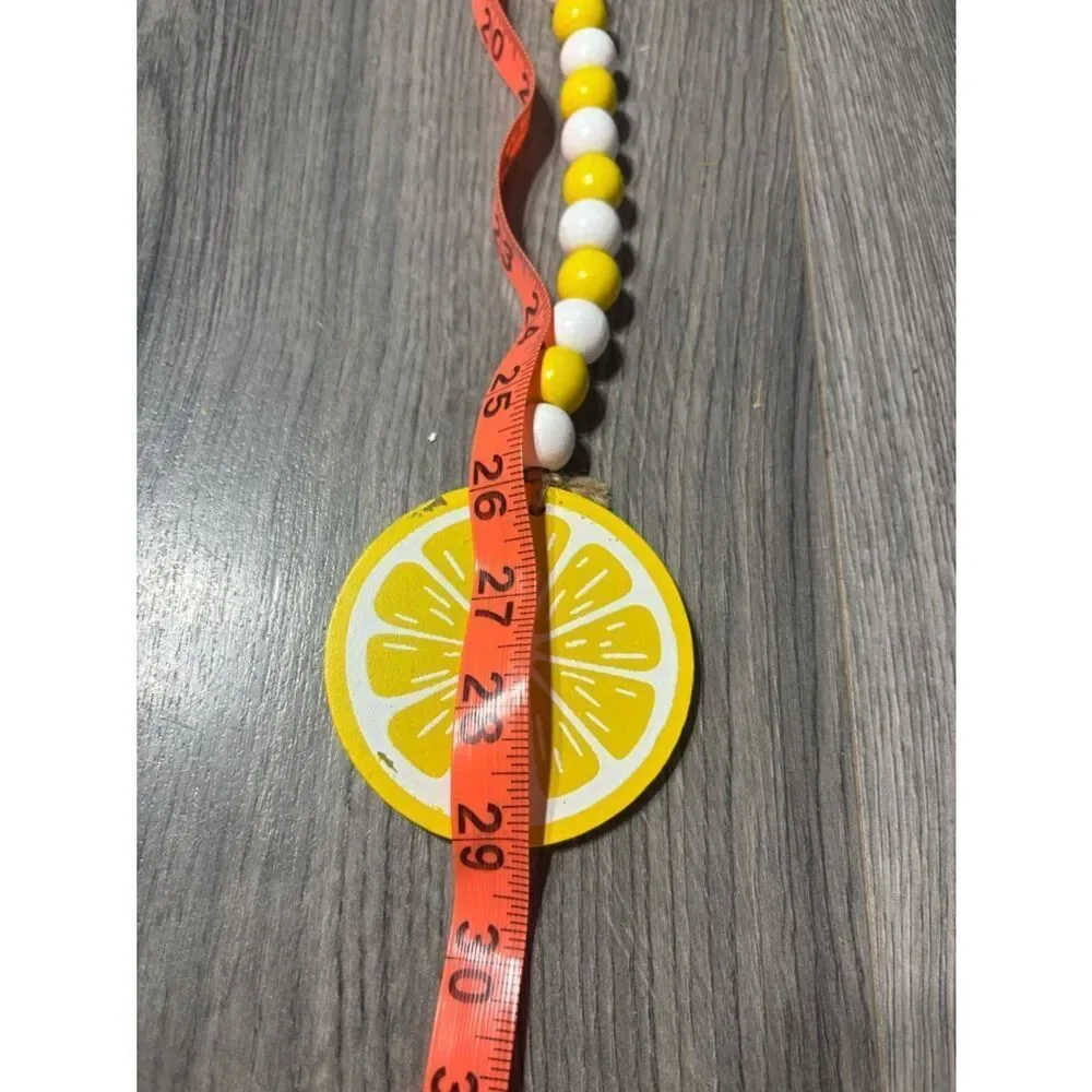 New Lemon Wooden Bead Garland - yellow & White